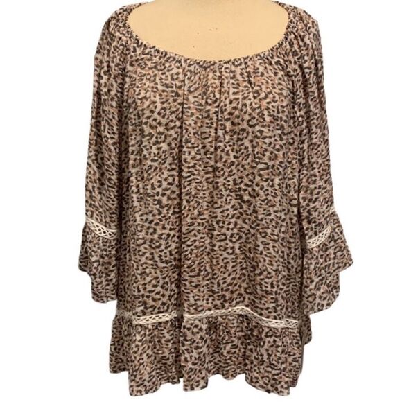 Zac & Rachel Animal Print Off Shoulder Rayon Blend Size 3X - Picture 1 of 9